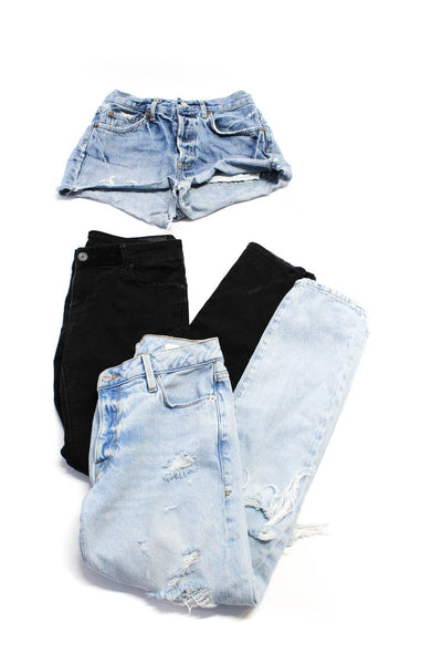 Frame Agolde RtA Womens Le Garcon Slim Jeans Shorts Blue Black Size 25 27 Lot 3