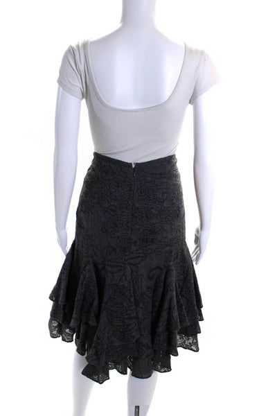 Bill Blass Womens Back Zip Knee Length Tiered A Line Skirt Gray Size 4