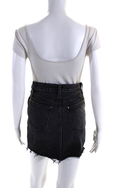 Rag & Bone Womens Buttoned Fringed Hem Darted Denim Skirt Black Size EUR23