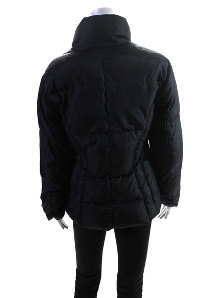 Marc New York Womens Long Sleeved Slim Fit Zippered Puffer Coat Black Size S