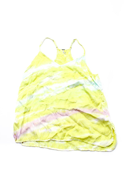 YFB Womens Ombre Print Spaghetti Strap V Neck Tank Tops Blue Yellow Size S Lot 2