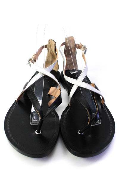 Signature Vince Camuto Womens Toppsey Ankle Strap Thong Sandals Black White 38 8