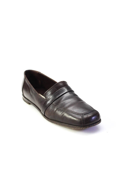 Giorgio Armani Womens Square Toe Slip On Flat Loafers Dark Brown Size 37.5 7.5