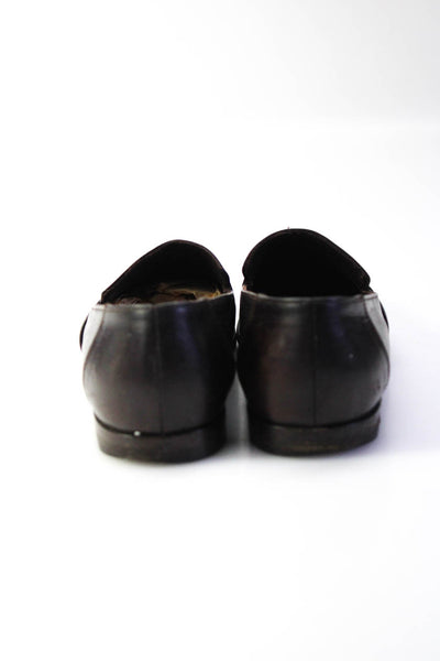 Giorgio Armani Womens Square Toe Slip On Flat Loafers Dark Brown Size 37.5 7.5