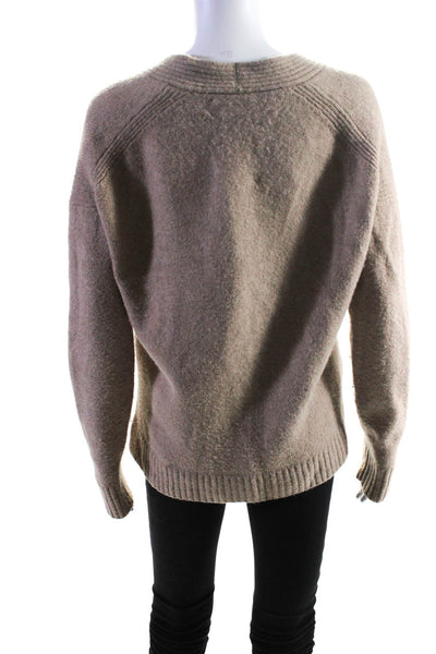 J Crew Womens Brown Wool V-Neck Long Sleeve Cardigan Sweater Top Size XS