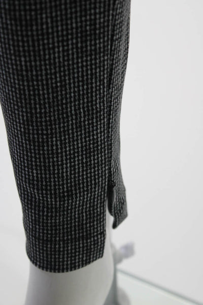 Theory Womens Elastic Waistband Zip Ankle Houndstooth Leggings Gray Black Small