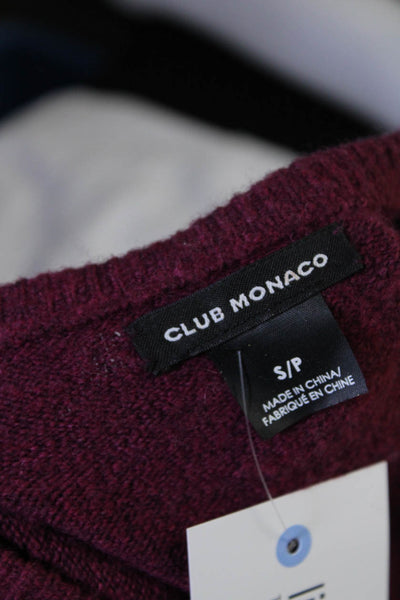 Club Monaco Womens Pullover Crew Neck Sweatshirt Dark Fuschia Size Small