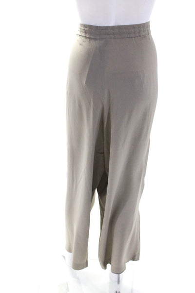 DKNY Womens Low Rise Elastic Waist Wide Leg Pants Beige Silk Size Small