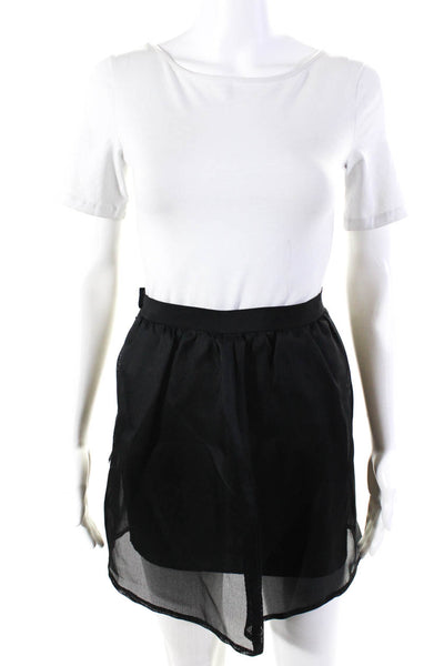 Kimberly Taylor Womens Silk Sheer Textured Layer Zip A-Line Skirt Black Size XS