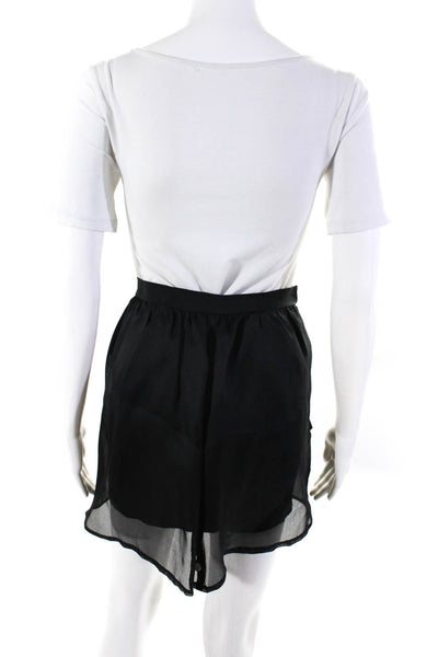 Kimberly Taylor Womens Silk Sheer Textured Layer Zip A-Line Skirt Black Size XS