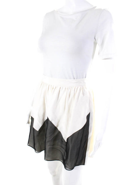 Kimberly Taylor Womens Back Zipped Colorblock Slip-On A-Line Skirt White Size S