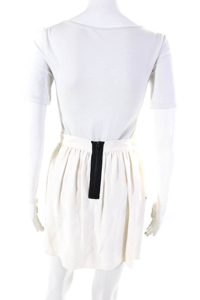 Kimberly Taylor Womens Back Zipped Colorblock Slip-On A-Line Skirt White Size S