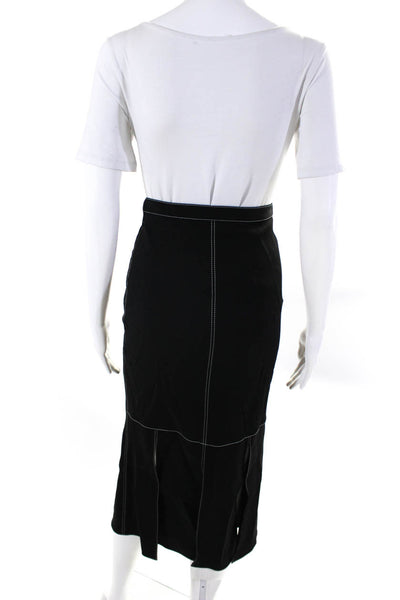 Christopher Kane Womens Contrast Stitching Midi Pencil Skirt Black Size 2