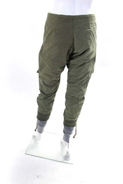 Greg Lauren Womens Cotton Drawstring Waist Army Jacket Flower Pant Green Size 0