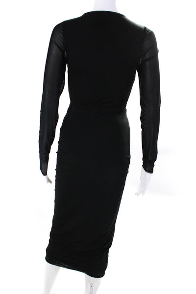 AFRM Womens Long Sleeve Cut Out Mesh Long Dress Black Size Extra Small