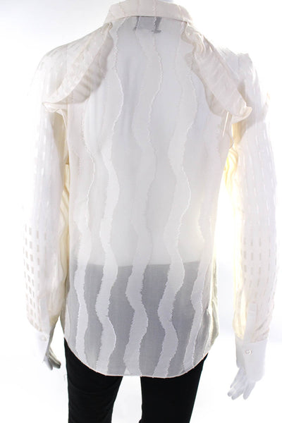 3.1 Phillip Lim Womens Sheer Long Sleeved Buttoned Collared Blouse Cream Size 0