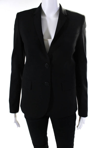 Theory Womens Woven Long Sleeved Two Button Slim Collared Blazer Black Size 0