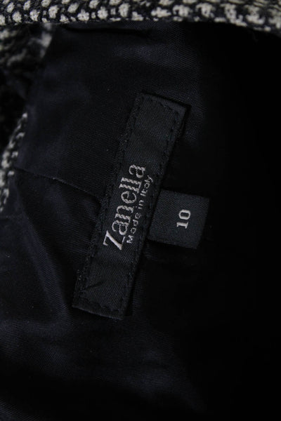 Zanella Women's Long Sleeves Lined Four Button Black Plaid Blazer Size 10