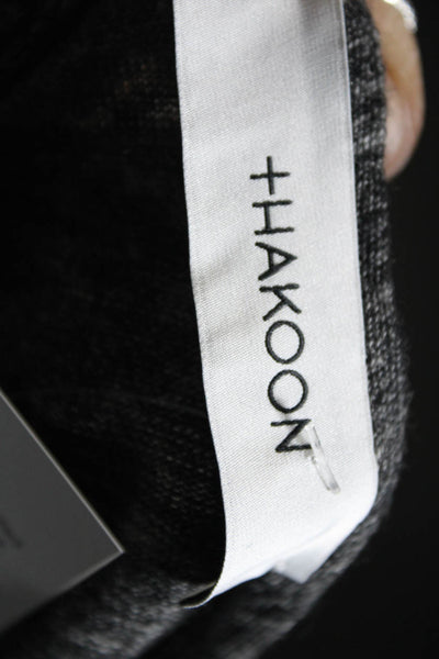 Thakoon Women's V-Neck Long Sleeves Half Button Blouse Gray Size M
