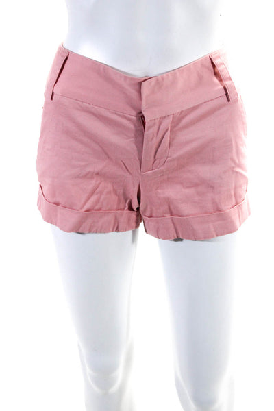 Alice + Olivia Womens Pink Mid-Rise Cuff Mini Shorts Size 0