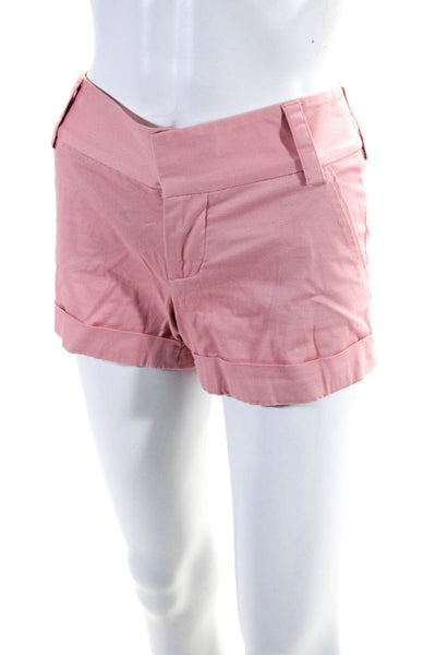 Alice + Olivia Womens Pink Mid-Rise Cuff Mini Shorts Size 0