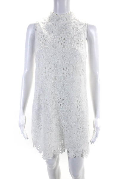 Lucy Paris Womens White Floral Lace High Neck Sleeveless A-line Dress Size S