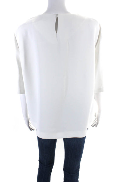 Jaeger Women's Round Neck Short Sleeves Work Wear Blouse White Size 16