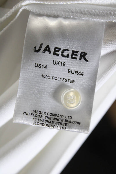 Jaeger Women's Round Neck Short Sleeves Work Wear Blouse White Size 16