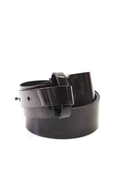 Marni Womens Patent Leather Silver Tone Belt Chocolate Brown Size EUR 85