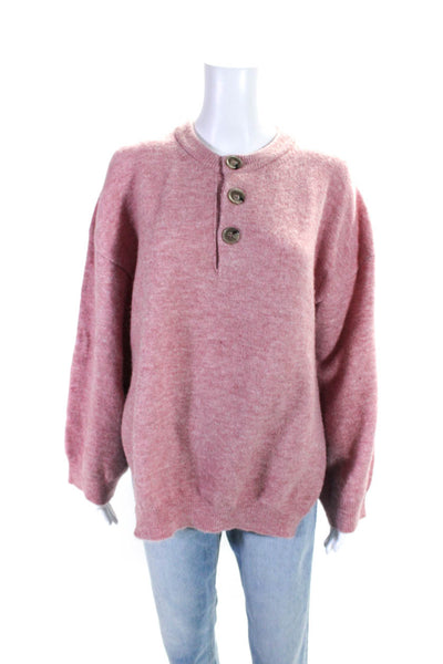 Nanushka Womens Buttoned Round Neck Side Slit Long Sleeve Sweater Pink Size S