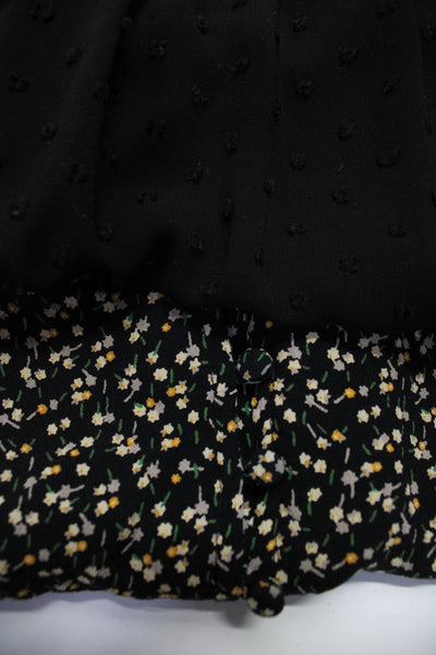 Madewell Zara Womens Floral Blouse Smocked Dress Black Size Medium Lot 2