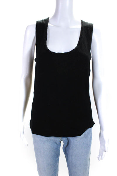 Escada Sport Womens Silk Knit Round Neck Sleeveless Tank Top Shirt Black Size M