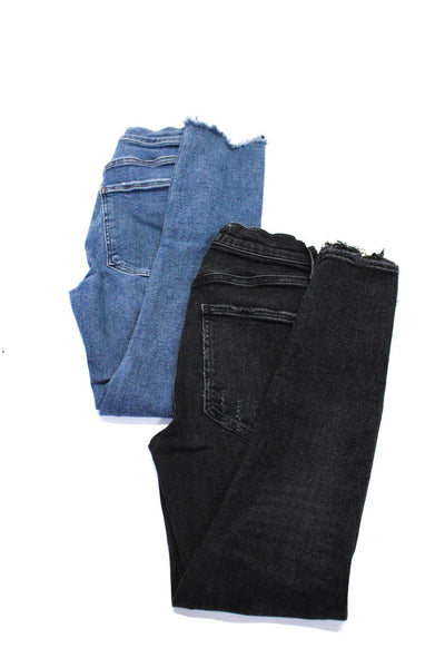 Agolde Womens Distressed Ankle Mid Rise Skinny Jeans Black Blue Size 25 Lot 2