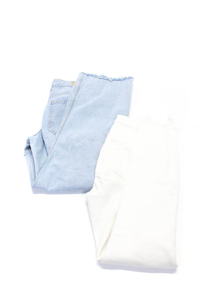Zara J Brand Womens Ripped Mid Rise Straight Jeans Blue White Size 6 26 Lot 2
