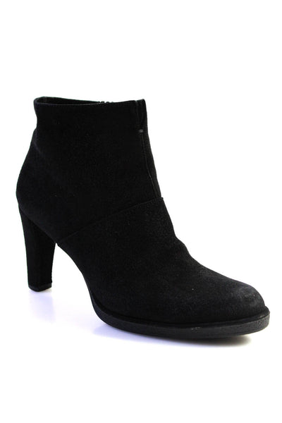 Stuart Weitzman Womens Zipped Round Toe Block Heels Ankle Boots Black Size 7.5