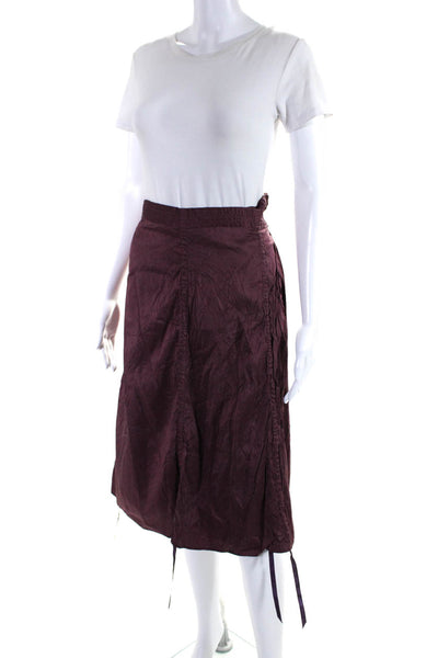 Calypso Christiane Celle Womens Silk Midi Wrap Skirt Purple Size M