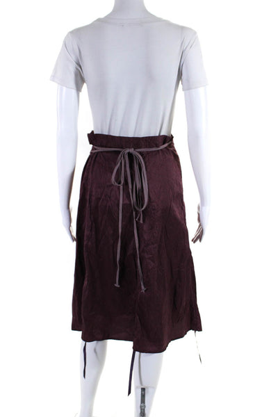 Calypso Christiane Celle Womens Silk Midi Wrap Skirt Purple Size M