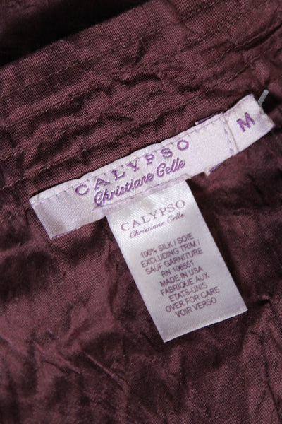 Calypso Christiane Celle Womens Silk Midi Wrap Skirt Purple Size M