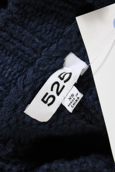 525 Women's Mock Neck Long Sleeves Fringe Pullover Sweater Navy Blue Size XS