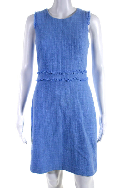 J Crew Women's Round Neck Sleeveless A-Line Mini Cotton Dress Blue Size 0