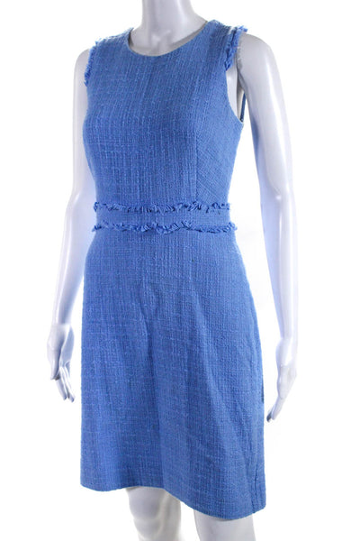 J Crew Women's Round Neck Sleeveless A-Line Mini Cotton Dress Blue Size 0