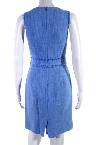 J Crew Women's Round Neck Sleeveless A-Line Mini Cotton Dress Blue Size 0