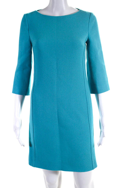 Michael Kors Collection Womens Wool Darted 3/4 Sleeve Sheath Dress Blue Size 2