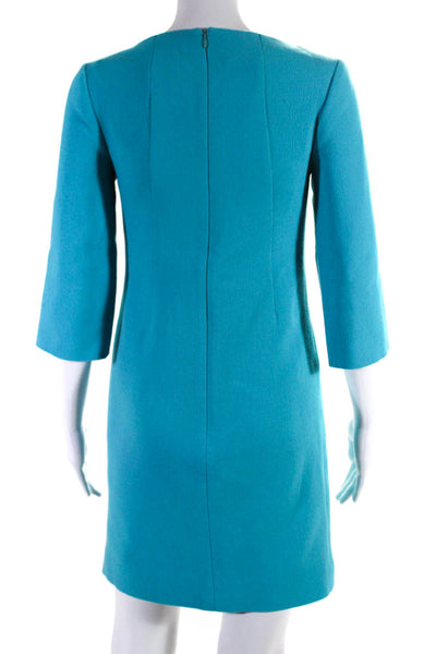 Michael Kors Collection Womens Wool Darted 3/4 Sleeve Sheath Dress Blue Size 2