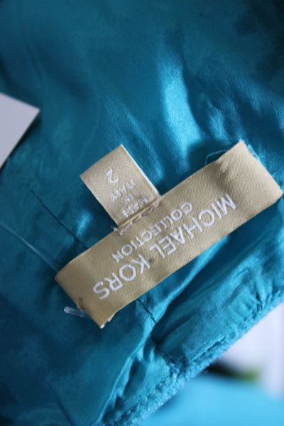 Michael Kors Collection Womens Wool Darted 3/4 Sleeve Sheath Dress Blue Size 2