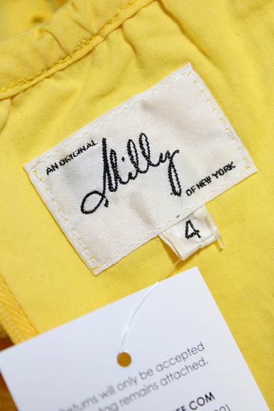 Milly Womens Zipped Battenberg Lace Layered Sleeveless Tube Blouse Yellow Size 4