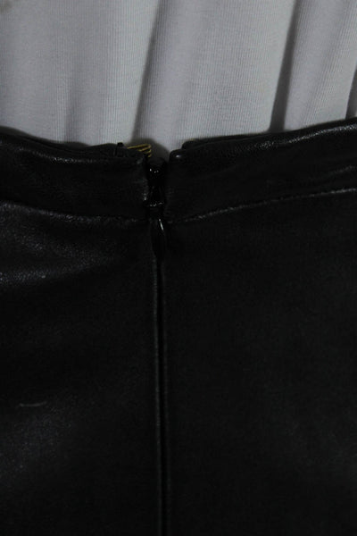 Michael Michael Kors Womens Leather Zip Up Mid Rise Pencil Skirt Black Size 4