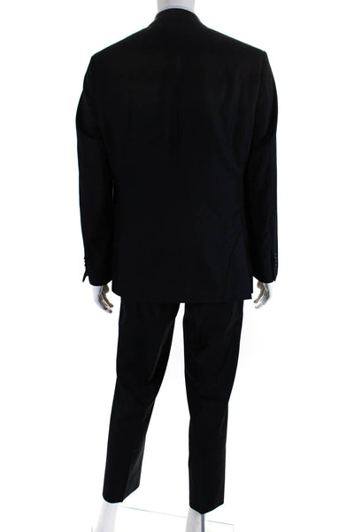 Paul Betenly Mens Wool Notched Collar Two Button Blazer Pants Suit Navy Size 44R