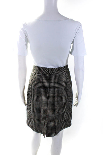 J. Mclaughlin Womens Lined Wool Plaid Knee Length Pencil Skirt Beige Size 10