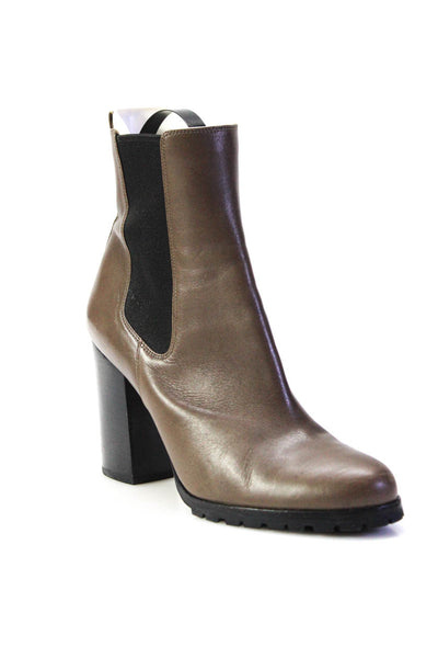 Coach Womens Leather Stretch Round Toe Pull On Ankle Boots Brown Size 9.5B